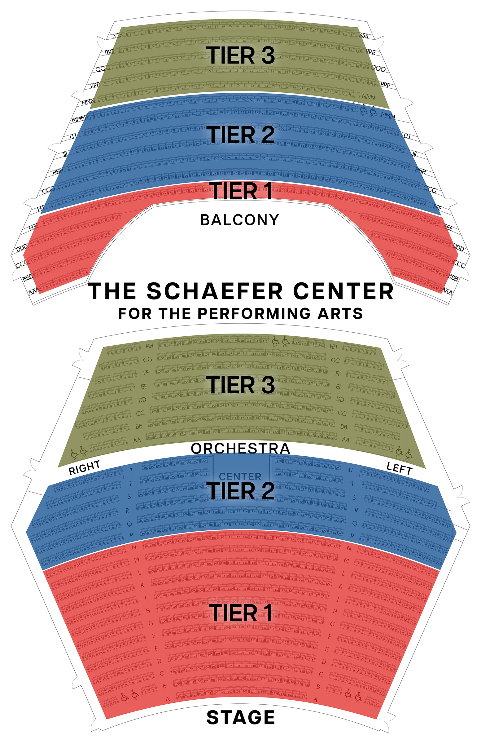 Tiered seating chart