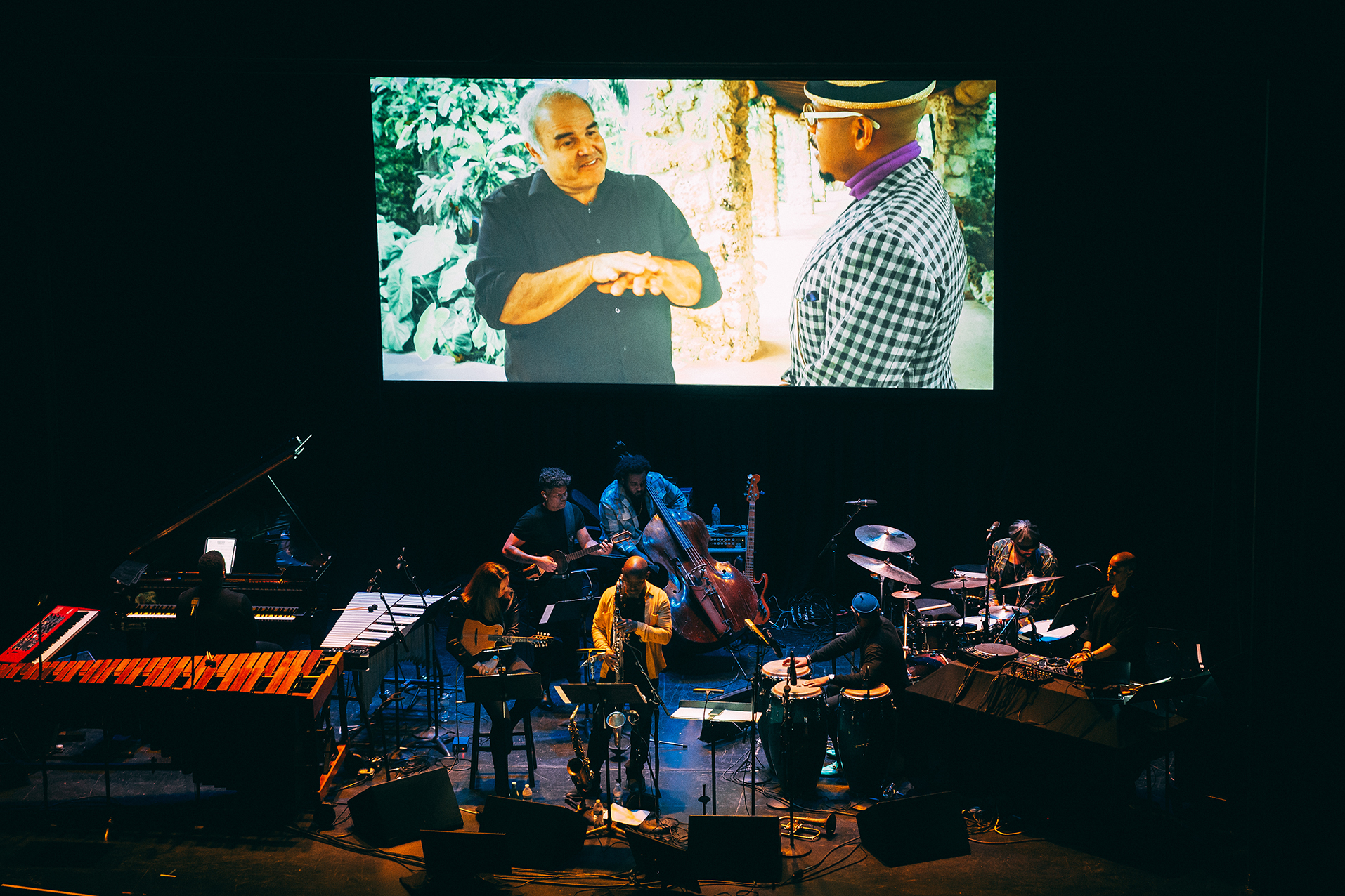 Etienne Charles and band with multimedia video display