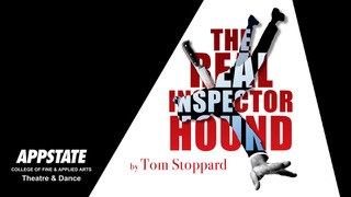 logo for The Real Inspector Hound featuring a knife and outline of a body